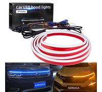 GZRUICA Car Hood Light Strip 120CM Exterior LED Strip for Hood Flexible Waterproof Dynamic Scan Blue&Amber Switchback Sequential Turn Signal DC12V Daytime Running Light for Car, Trucks