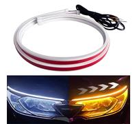 GZRUICA LED Headlight Strip Tube Light, 17.7 Inch Waterproof Sequential Flowing Turn Signal Lamp, DRL LED Strip Car Daytime Running Light Universal for Most Cars, White/Amber Switchable (45CM, 2PCS)