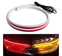GZRUICA LED Headlight Strip Tube Light, 27.5 Inch Waterproof Sequential Flowing Turn Signal Lamp, DRL LED Strip Car Daytime Running Light Universal for Most Cars, Red/Amber Switchable (70CM, 2PCS)