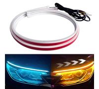 GZRUICA LED Headlight Strip Tube Light, 27.5In Waterproof Sequential Flowing Turn Signal Lamp, DRL LED Strip Car Daytime Running Light Universal for Most Cars, Ice Blue/Amber Switchable (70CM, 2PCS)