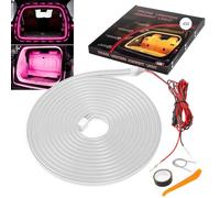 GZRUICA LED Lights for Car Trunk - Dynamic Flow Light Mode, 4M/158Inch Silicone Waterproof Flexible Cuttable Trunk Cargo Ambient Light, Embedded Universal Auto Interior Lights Pink