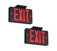 GZRUIYANG Red Exit Sign With Black Housing, LED Emergency Light With Battery Backup, UL Listed, AC 120/277V, Commercial Lights for Business - 2 Pack