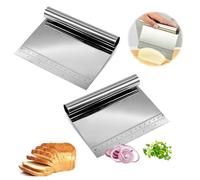 GZRXIOUS 2 Pcs Stainless Steel Vegetable Chopper, Kitchen Bench Scraper Dough Cutter with Scale, Chopping Board Scraper Pastry Bread Dough Cutter for Cake, Pizza, Dough, Baking Utensils