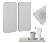 GZRXIOUS 2pcs Water Absorbent Stone, Quick Dry Diatomite Soap Dish Mat, Diatomaceous Earth Absorbing Tray Coasters, Hand Soaps Saver Holder for Sinks, Bottles, Glasses, Bathroom, Kitchen, Grey