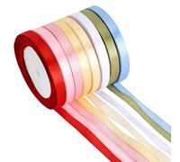 GZRXIOUS Colourful Satin Ribbon, 8 Macaron Colours, Gift Ribbon, 10 mm Wide, Ribbon for Crafts, Silk Ribbon, Satin Ribbon for Wedding, Maypole, Car Decoration, Table Decoration