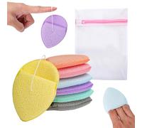 GZRXIOUS Pack of 7 Face Exfoliating Sponge, Reusable Face Sponge with Mesh Laundry Bag, Cleaning Sponge, Face Make-Up Pads, Washable for Facial Cleansing, Massage, Pore Exfoliation, Make-Up