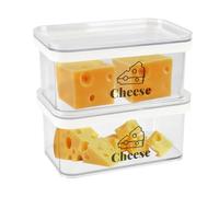 Gzsekken 2 Pack Airtight Cheese Container for Fridge - Storage Box With Lid for Cream Chunks, Clear Dish, Bacon Saver - BPA-Free Plastic Holder