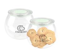 Gzsekken 2 Pack Biscuit Cookie Jar with Lid,Small Plastic Biscuit Storage Tin,300ml Airtight Sweet Jar Cracker Storage,Container Candy Buffet Food Storage for Snacks, Dry Goods,Nuts,Keep Crispy