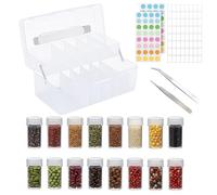 Gzsekken 32 Slots Seed Storage Organizer Box,Seed Containers with Label Tweezer Foldable 2 Tire,Portable Gardening Seed Saving Keeper Set for Flower Plants Vegetable Herb Garden