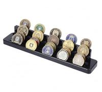 Gzsekken Arrlyic Display Coin Holder 1 Layer Coin Display Stand Coin Holder -Black Challenge Coin Stand(Coins Not Included) - Military Display Stand (4 Row-1 Pack)