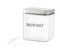 Gzsekken Bath Salt Storage Container,Airtight Bath Salt Jar with Lid One-Click Pop-Up Design,Clear Plastic Storage Bath Bombs Canister Salts Container with Scoop Bathroom Container Box for Salt-2L