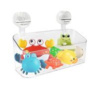 Gzsekken Bath Toy Storage Basket,Bathtub Toy Clear Bath Toy Holder Toy Tidy Caddy Suction Cup No-Drilling Plastic Bath Caddy Tray for Toys Quick-Drain-Drying Shower Toy Organizer for Bathroom