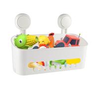 Gzsekken Bath Toy Storage Basket Plastic Bathroom Toy Holder Wall Mounted Shower Tidy Caddy Suction Cup with Quick-Drain Hole Keep Bathtub Water Mold Free-White
