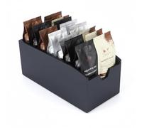 Gzsekken Black Tea Bag Storage Holder, Wooden Coffee Sachet Holder with 3 Removable Dividers, Multi Rack for Condiment Herbal Spice Packet Drink Station Kitchen Counter Shelf Office Bar