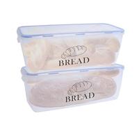 Gzsekken Bread Bin, 2-piece Bread Bins for Kitchen Airtight Bread Box and Clear Plastic Bread Storage Containers with Lid for Homemade Bread, Toast, Bagel, Donut and Cookies, Rectangular