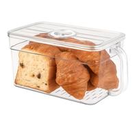 Gzsekken Bread Container Plastic Clear Bread Bin with Lid and Handle Time Recording Small Food Storage for Kitchen,Food Storage Container for Homemade and Bakery Bagel, Pastry, Cookies, Veggie