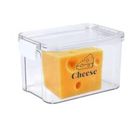 Gzsekken Cheese Storage Container,Airtight Fridge Organiser with Lid,Stackable & Mold-Resistant Cheese Dish for Chunks & Slices,16.8×10.5×9.5 BPA-Free Clear Plastic Food Container Bacon Keeper