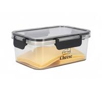 Gzsekken Cheese Storage Container for Fridge - Airtight Cheese Box with Lid, Clear Stackable BPA-Free Plastic Food Saver for Cream Chunks, Bacon, Butter - 750g Capacity-Black