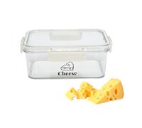 Gzsekken Cheese Storage Container for Fridge - Airtight Cheese Box with Lid, Clear Stackable BPA-Free Plastic Food Saver for Cream Chunks, Bacon, Butter - 750g Capacity
