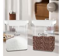 Gzsekken Coffee Storage Container,Airtight Coffee Bean Storage Container with Dual Pour Spout,2Pack Coffee Storage Canister Measuring Cup BPA-Free Plastic Food Containers of Dry Food,Coffee, Pasta