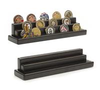 Gzsekken Display Coin Holder - 4 Rows Challenge Coin Display Set of 2,Wooden Challenge Coin Stand(Coins Not Included) - Coin Display Cases Military Coin Display Stand