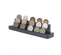 Gzsekken Display Coin Holder - 4 Rows Challenge Coin Display Stand Coin Holder with Case-Black Wood