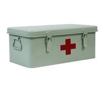 Gzsekken First Aid Box Metal Medication Storage Box with 4 Compartments, Lockable Medicine Boxs with Handle, First Aid Kit for Home Office Outdoor Emergency Use(Green)