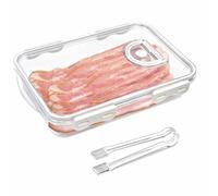 Gzsekken Food Storage Containers,Cold Meat Containers for Fridge,Ham and Cheese Organisers with Lids Time Recording Function,Stackable Food Box Deli Cold Cuts Storage White