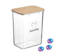 Gzsekken Laundry Pods Storage Container,Clear Laundry Detergent Container,Bathroom Washing Powder Dispenser with Bamboo Lid, For Laundry Room Organization, Washing Pods,Bath Bombs,Scent Booster