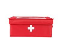 Gzsekken Medicine Box, 2-Layer Medicine Storage Box First Aid Box Empty for Dog Divided Medicine Storage Box Organiser Pull Out Drawer Design Medicine (Canvas Linen Red)