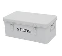 Gzsekken Metal Seed Box - 4 Compartment Seed Organiser with Safety Lock & Coated Steel Lid for Gardeners