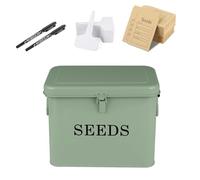 Gzsekken Metal Seed Storage Box, 3 Compartments Seed Box with Handles and Lockable Lid for Garden, Seeds Storage Organiser with 2 Pens, 20 Plant Labels and 50 Seeds Envelopes for allotment gift(Green)