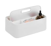 Gzsekken Plastic Shower Caddy Basket,Portable Shower Organiser with Flip Handle and Lid,Bath Caddy Removable Dividers White Bathroom Tidy Small Storage Box for Bathroom, Kitchen, Dorm Room