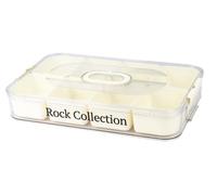 Gzsekken Rock Collection Display Case Clear Plastic Rock Collection Box Mineral Collection Crystal Display Case Holder Shadow Boxes Display Cases Display Cabinet Fossil Display Box