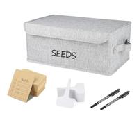 Gzsekken Seed Box,6 Compartment Seed Packet Container with Lid,Fabric Seed Storage Box Organiser, Garden Storage Boxes with Labels & 50 Seed Envelopes,Greenhouse Accessories,Gardening Gift