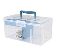 Gzsekken Sewing Box Organiser - 2 Layer With Removable Tray and Divider, Portable Kit, Thread Organiser, Multi-Use for Accessories, Stationery, Art & Crafts