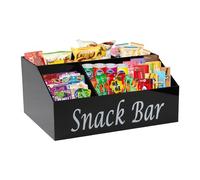 Gzsekken Snack Storage,4 Compartments Snack Organiser Containers and Acrylic Pantry Bin for Chips,Candy,Snacks Organization and Storage,Trapezoid Snacks Basket for Kitchen Cupboard - BPA-Free,Black