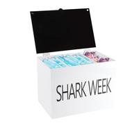 Gzsekken Tampon Holder for Bathroom,Shark Week Period Box with 3 Compartments,Acrylic Bathroom Storage Box Sanitary Towel Holder with Lid Flip-Over,Feminine Product Organizer,Pad Organizer
