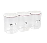 Gzsekken Tea Coffee Sugar Canisters Set of 3, Airtight Food Storage Jars with Pop Up Lid for Tea Coffee Sugar Stackable Dry Food Storage Canisters Organiser For Kitchen Coffee Station Pantry
