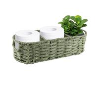 Gzsekken Toilet Roll Basket Woven 3 Compartments Wicker Basket for Toilet Tank Top, Bathroom Storage Baskets with Handle, Decorative Bathroom Organiser and Toiletries Organiser for Bedroom