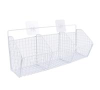 Gzsekken Wall-Mounted Hanging Kitchen Storage Baskets,Metal Storage Baskets with 3 Sections Wire Basket No Drilling Adhesive Basket Organiser for Shower Cabinet Door