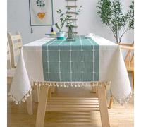GZSLKSCD Fashion Stripe Designs Solid Decorative Linen Tablecloth With Tassels Rectangular W Dining Table Cover Tea Table Cloth-Sky Blue-90x90cm (Sky Blue 140x240cm)