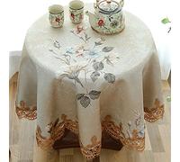 GZSLKSCD Rectangle Tablecloths Home Dining Tablecloths Cotton Linen Table Cover For Kitchen Dinning Tabletop Decoration (Beige Diameter 160Cm)