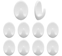 GZSYWZ 10 PCS Self Adhesive Plastic Wall Hooks - Small Extra Sticky White Stick on Hooks for Hanging No Drilling for Kitchen Bathroom