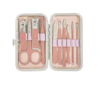 GZSYWZ Nail Clipper Set 10 Pcs Professional Nail Care Tools Stainless Steel With Button Box Pink Portable Manicure Nail Beauty Gift Set Travelling Multifunction