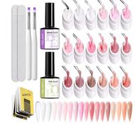 GZSYY Builder Gel Nails Set 18 Pieces Builder Gel Modelling Gel Nails with Top Coat Gel UV Peel Off Base Coat