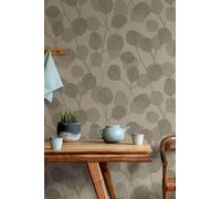 GZSZ non-woven wallpaper textile look leaves floral beige brown 34809 (3,62£/1qm