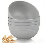 GZTFPQ Cereal Bowls Thickened Unbreakable Reusable 4Pcs 770ml Light Grey | Food grade bpa free thickened pp bowls, drop resistant, microwave dishwasher safe for soup oatmeal fruit camping picnics