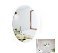 GZTFPQ Oval Wall Mirror, 17 * 27 Cm, Modern, Frameless, Self Adhesive, Unbreakable Acrylic & Glass, White Frame, Bathroom/Dressing Room/Living Room