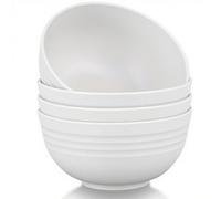 GZTFPQ Plastic Bowl Set Smooth Matte Reusable 4Pcs 770ml White | Food grade bpa free thickened pp bowls, drop resistant, microwave dishwasher safe for soup salad rice noodle camping meals